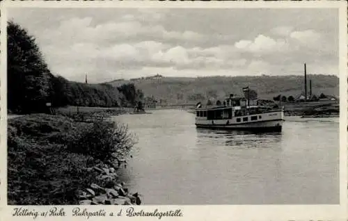 Ak Kettwig Essen im Ruhrgebiet, an der Ruhr, Bootsanlegestelle, Schiff