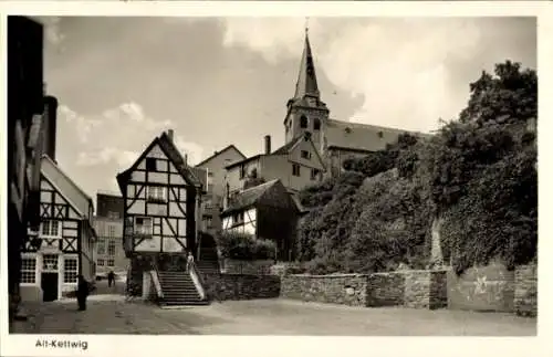 Ak Kettwig Essen im Ruhrgebiet, Altstadt, Kirche, Fachwerkhäuser