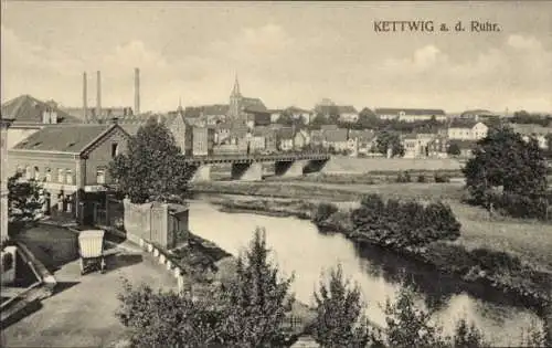 Ak Kettwig Essen im Ruhrgebiet, Teilansicht, Brücke