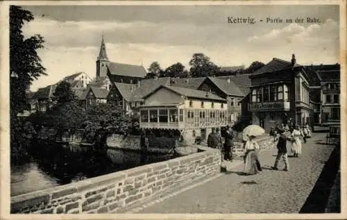 Ak Kettwig Essen im Ruhrgebiet, Altstadt, Restauration an der Ruhr, Brücke