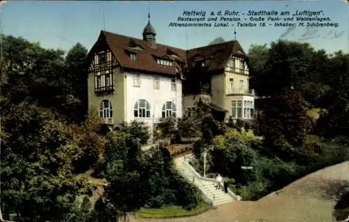 Ak Kettwig Essen im Ruhrgebiet, Stadthalle am Luftigen, Restaurant und Pension