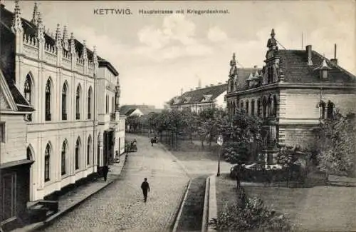 Ak Kettwig Essen im Ruhrgebiet, Hauptstraße, Kriegerdenkmal