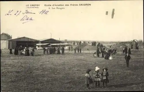 Ak Le Crotoy Somme, Freres Caudron Aviation School, Les Hangars