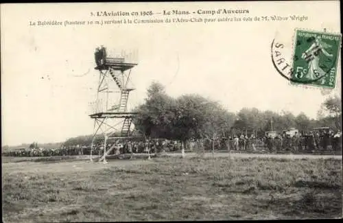 Ak Aviation im Jahr 1908, Le Mans, Camp d'Auvours, Le Belvedere, Aero-Club-Kommission