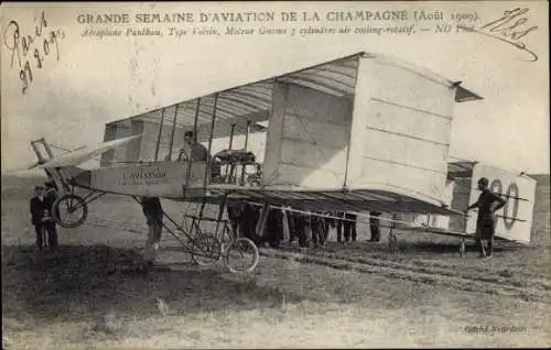 Ak Grande Semaine d'Aviation de la Champagne 1909, Flugzeug Paulhan