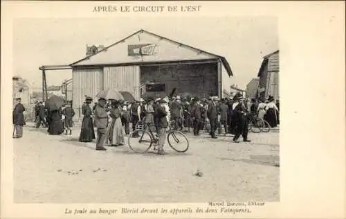 Ak Eastern Circuit, die Menge am Bleriot Bangar vor den Geräten der beiden Gewinner