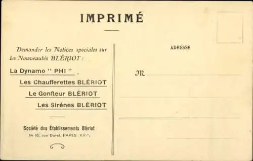 CPA Aviateur Bleriot, deja celebre par ses phares bien connus, fait une entree triomphale a Paris