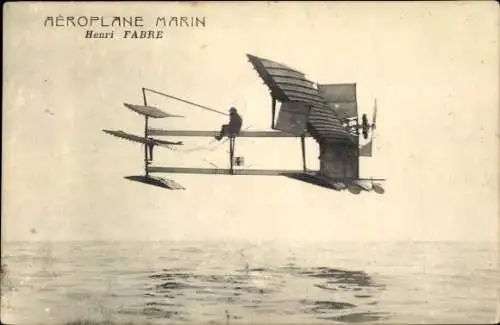 Ak Airplane Marin, Henri Fabre