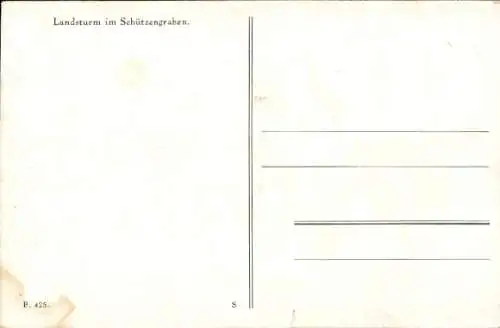 Ak Landsturm im Schützengraben, Soldaten in Uniformen, Gewehr, Kaiserzeit