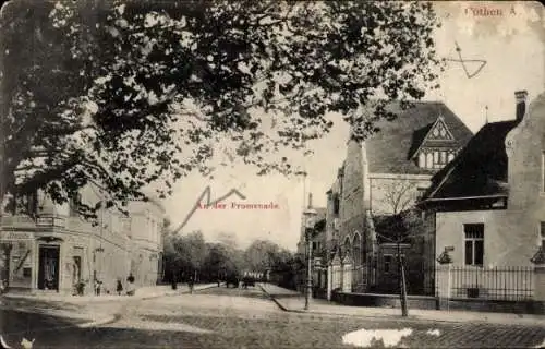 Ak Cöthen Köthen in Anhalt, Promenade