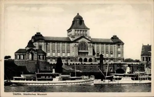 Ak Szczecin Stettin Pommern, Städtisches Museum, Salondampfer