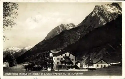 Ak Hinterriss Tirol, Hotel Alpenhof, Risser, Laliderfalken