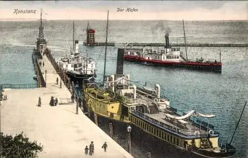 Ak Konstanz am Bodensee, Hafen, Dampfer