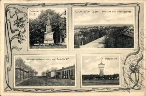 Ak Lockstedt in Holstein, Lockstedter Lager, Denkmal, Wasserturm, Baracken