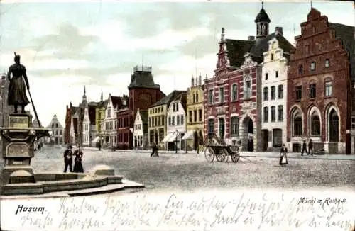 Ak Husum in Nordfriesland, Markt, Rathaus