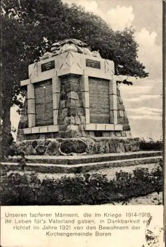 Ak Boren in Schleswig Holstein, Blick auf das Kriegerdenkmal