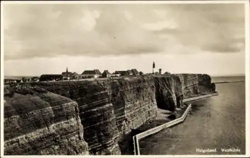 Ak Nordseebad Helgoland, Westküste, Leuchtturm