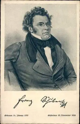 Ak Komponist Franz Schubert, Porträt