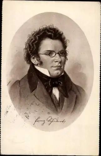 Ak Österreichischer Komponist Franz Schubert, Portrait, Brille