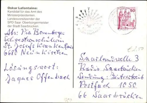 Foto Oskar Lafontaine, SPD, Autogramm