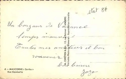 Ak Malicorne sur Sarthe, Rue Gambetta