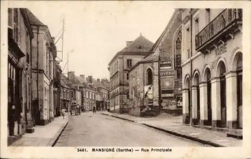 Ak Mansigné Sarthe, Rue Principale