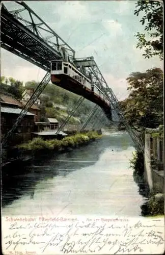 Ak Elberfeld Wuppertal, Schwebebahn, An der Haspeler Brücke