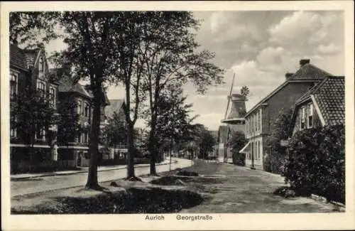 Ak Aurich in Ostfriesland, Georgstraße, Windmühle