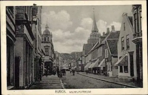 Ak Aurich in Ostfriesland, Wilhelmstraße, Geschäfte