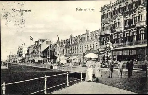 Ak Nordseebad Norderney Ostfriesland, Kaiserstraße, Passanten