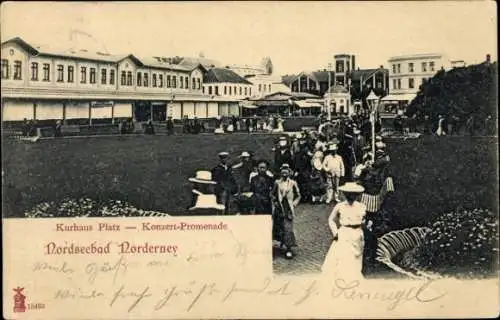 Ak Nordseebad Norderney Ostfriesland, Kurhaus-Platz, Konzert-Promenade