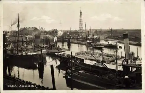 Ak Emden in Ostfriesland, Außenhafen, Salondampfer