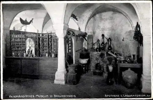 Ak Braunschweig in Niedersachsen, Vaterländisches Museum, Apotheke, Laboratorium