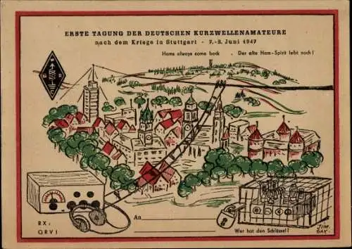 Ak Stuttgart in Württemberg, Erste Tagung der Deutschen Kurzwellenamateure nach dem Krieg 1947