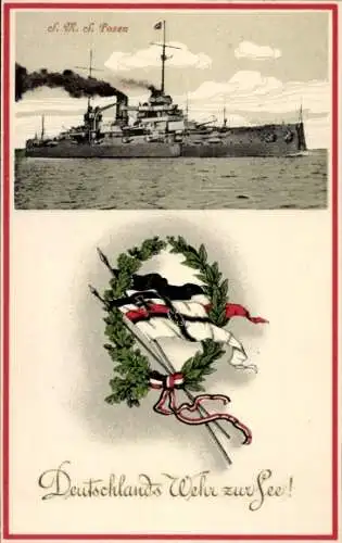 Ak Deutsches Kriegsschiff, SMS Posen, Kaiserliche Marine