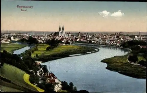 Ak Regensburg an der Donau Oberpfalz, Panorama