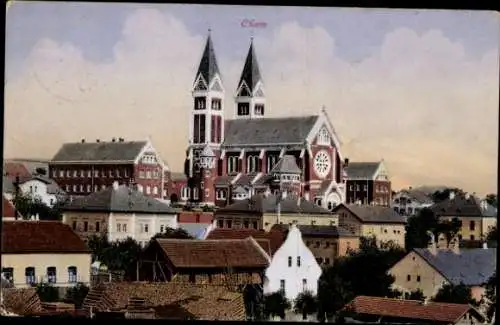 Ak Cham in der Oberpfalz, Teilansicht, Kirche