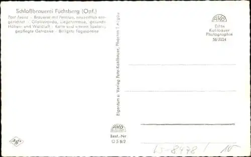 Ak Fuchsberg Neumarkt in der Oberpfalz, Schlossbrauerei Fuchsberg