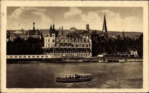 Ak Bad Godesberg Bonn am Rhein, Rheinhotel Fritz Dreesen, Kirchturm, Schiffe