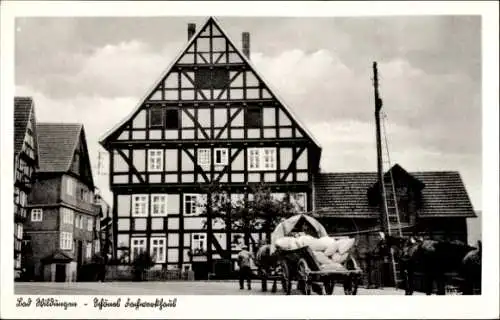 Ak Bad Wildungen in Hessen, Fachwerkhaus, Fuhrwerk