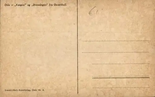 Ak Oslo Norwegen, Kongen og Dronningen fra Oscarshall