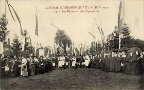 Ak Nancy Meurthe et Moselle, Congres Eucharistique du 21 Juin 1914, Les Drapeaux des Gymnastes