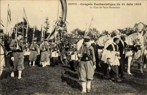 Ak Nancy Meurthe et Moselle, Congres Eucharistique du 21 Juin 1914, Le Char du Saint-Sacrement