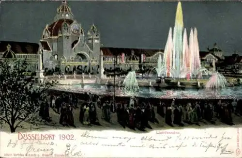 Ak Düsseldorf am Rhein, Industrie und Gewerbeausstellung 1902, Lichtfontaine