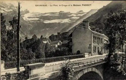 Ak Gavarnie Hautes Pyrénées, Cirque, le Pont, La Maison Passet