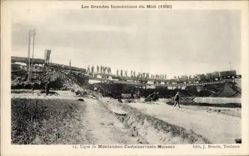 Ak Montauban Tarn et Garonne, Ligne Montauban-Castelsarrasin-Moissac, Indondations 1930