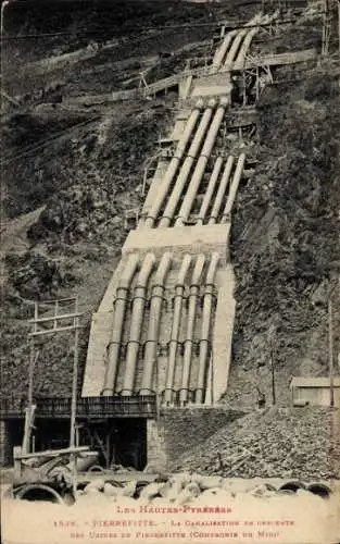 Ak Pierrefitte Nestalas Hautes Pyrénées, La Canalisation de Descente des usines, Compagnie du Midi