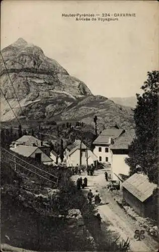 Ak Gavarnie Hautes Pyrénées, Arrivee de Voyageurs