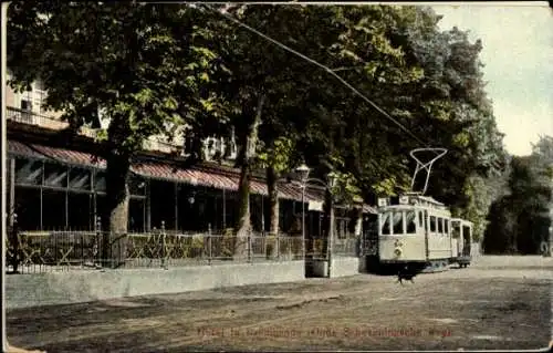 Ak Scheveningen Den Haag Südholland, Hotel la Promenade, Straßenbahn Linie 8