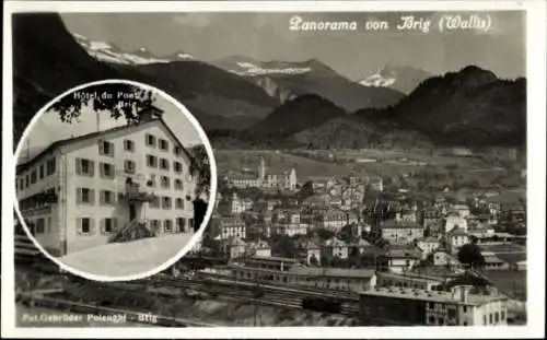Ak Brigue Brig Glis Kanton Wallis, Gesamtansicht, Hotel du Pont